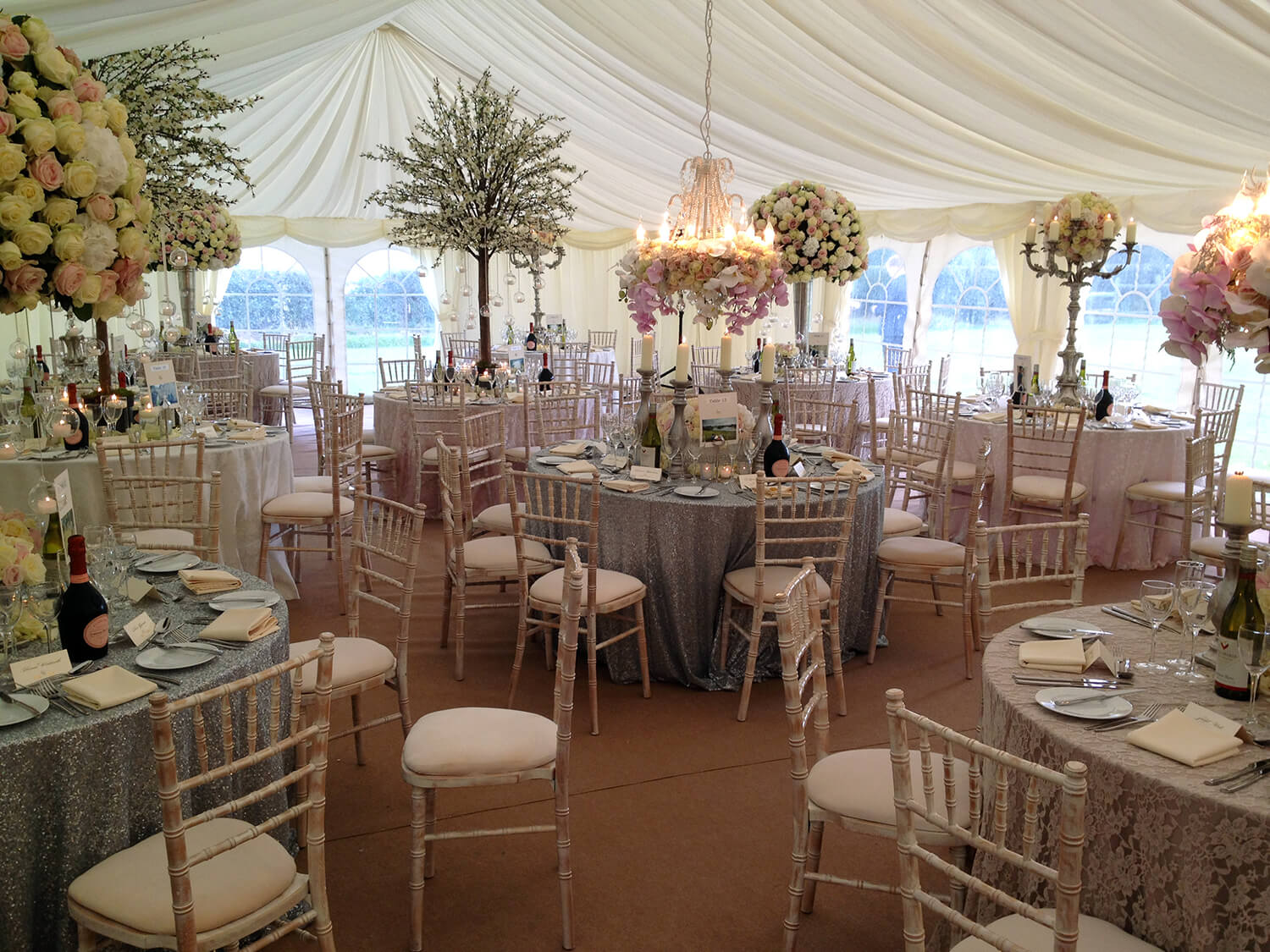 Marquee Hire for Parties Showing Inside with Tables