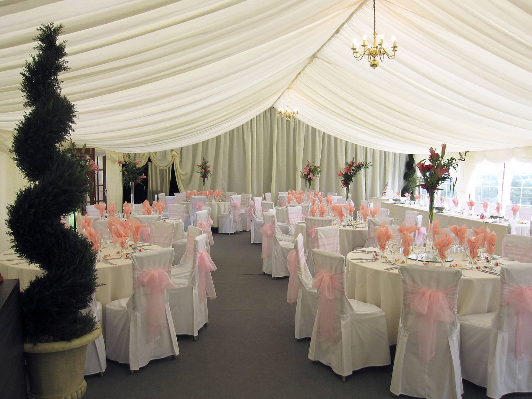 Marquee Hire for Wedding Showing Chair Covers